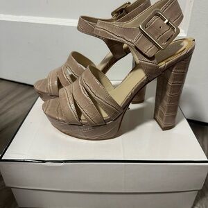 Guess Elegant Tan Platform Heels